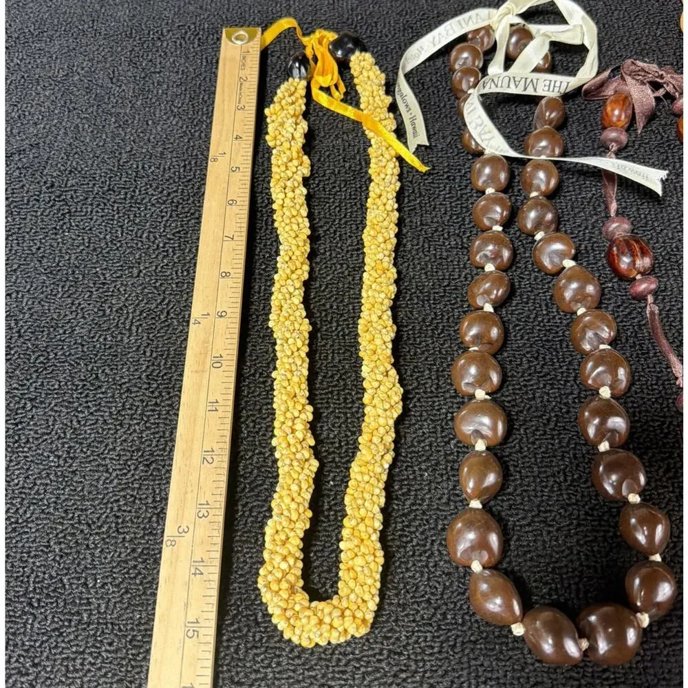 4 Mongo Shell Hawaiian Lei Necklace Accented w/ Kukui Nuts Luau